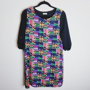 Everly geometric vintage pattern bright dress lg
